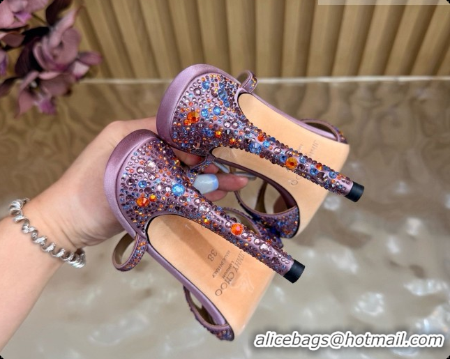 Luxury Jimmy Choo Anise 95 Mule Sandals with Crystals J091228 Purple 2026