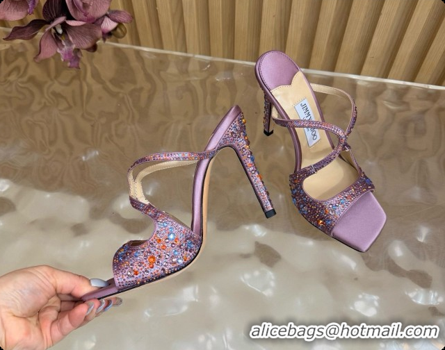 Luxury Jimmy Choo Anise 95 Mule Sandals with Crystals J091228 Purple 2026