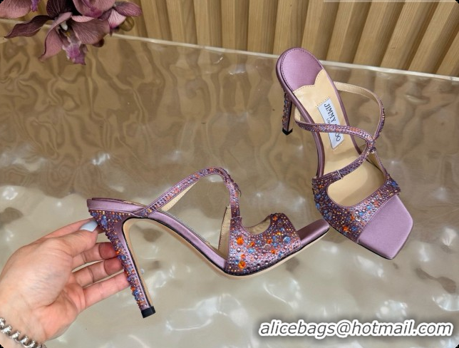 Luxury Jimmy Choo Anise 95 Mule Sandals with Crystals J091228 Purple 2026