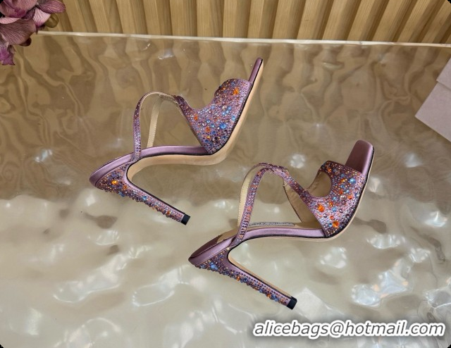Luxury Jimmy Choo Anise 95 Mule Sandals with Crystals J091228 Purple 2026
