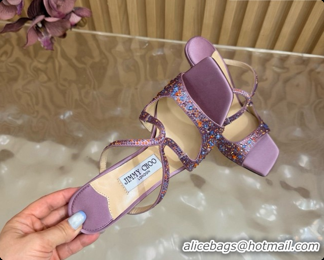Luxury Jimmy Choo Anise 95 Mule Sandals with Crystals J091228 Purple 2026
