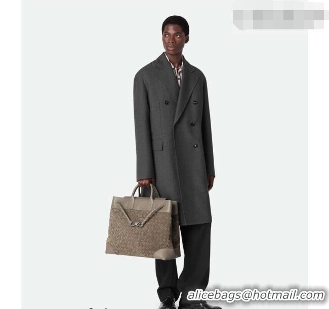 Top Grade Bottega Veneta Men's Intrecciato Suede Andiamo Voyager Tote Bag 827066 Beige/Grey 2026