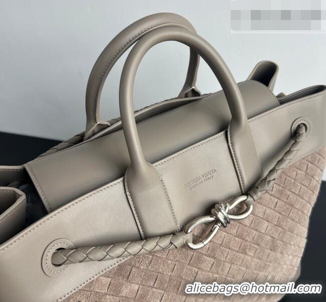 Top Grade Bottega Veneta Men's Intrecciato Suede Andiamo Voyager Tote Bag 827066 Beige/Grey 2026
