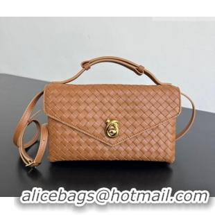 Most Popular Bottega Veneta Knot Lock Cross-body Bag in Intrecciato Leather 817191 Amber Brown 2026