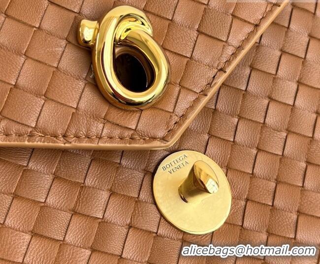 Most Popular Bottega Veneta Knot Lock Cross-body Bag in Intrecciato Leather 817191 Amber Brown 2026