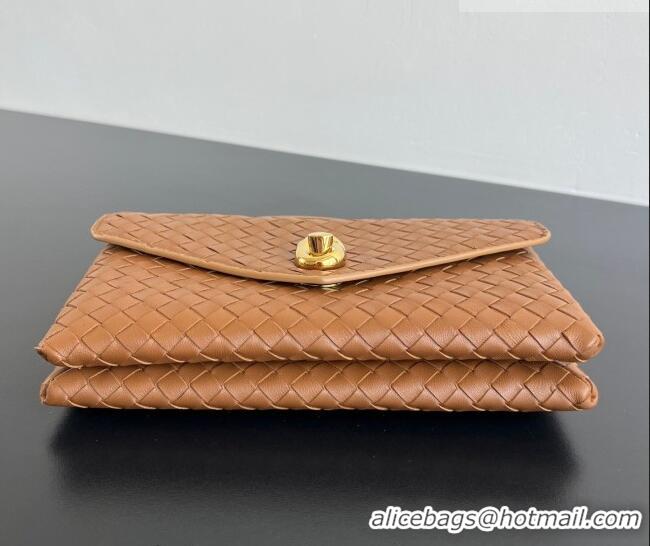 Most Popular Bottega Veneta Knot Lock Cross-body Bag in Intrecciato Leather 817191 Amber Brown 2026
