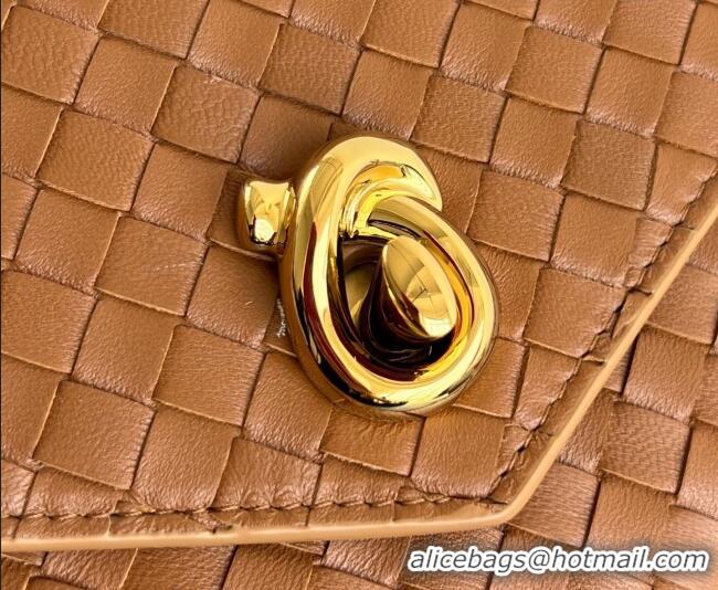 Most Popular Bottega Veneta Knot Lock Cross-body Bag in Intrecciato Leather 817191 Amber Brown 2026