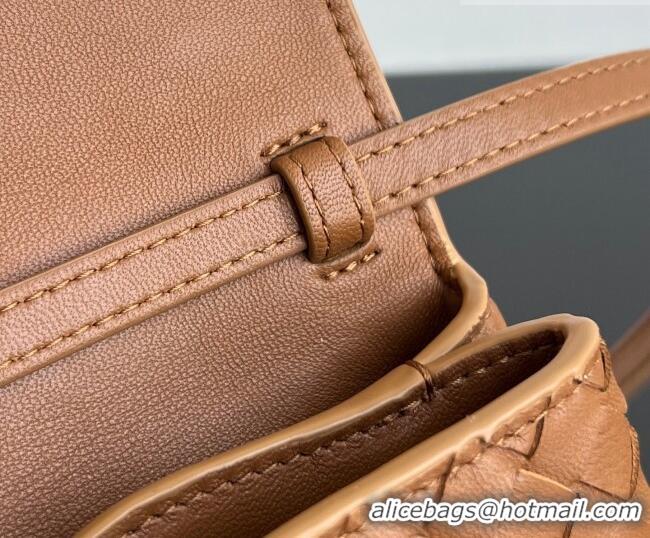 Most Popular Bottega Veneta Knot Lock Cross-body Bag in Intrecciato Leather 817191 Amber Brown 2026