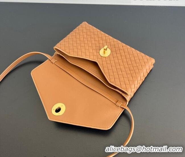 Most Popular Bottega Veneta Knot Lock Cross-body Bag in Intrecciato Leather 817191 Amber Brown 2026