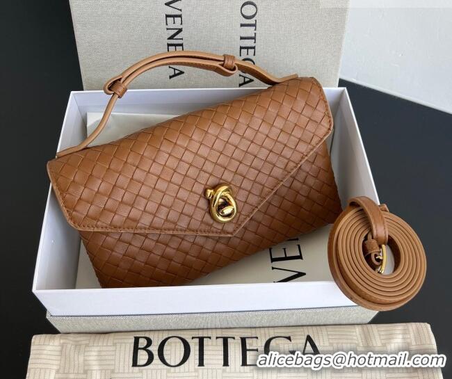 Most Popular Bottega Veneta Knot Lock Cross-body Bag in Intrecciato Leather 817191 Amber Brown 2026
