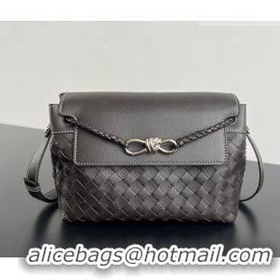 Classic Discount Bottega Veneta Men's Small Andiamo Messenger Bag in Intrecciato Grained Leather 815781 Fondant Brown 20