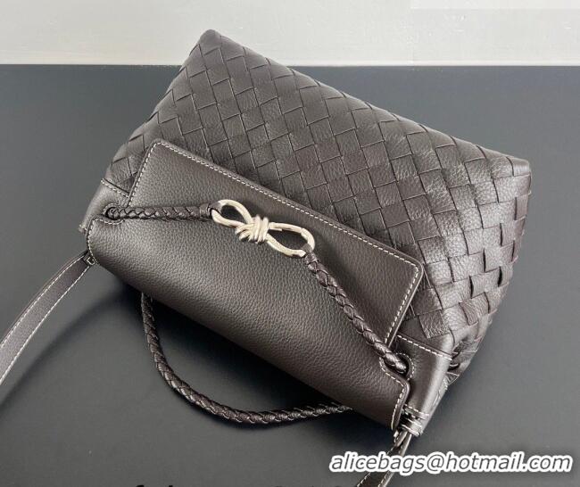 Classic Discount Bottega Veneta Men's Small Andiamo Messenger Bag in Intrecciato Grained Leather 815781 Fondant Brown 20
