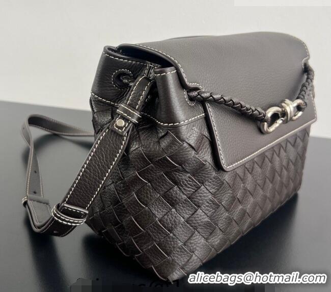 Classic Discount Bottega Veneta Men's Small Andiamo Messenger Bag in Intrecciato Grained Leather 815781 Fondant Brown 20