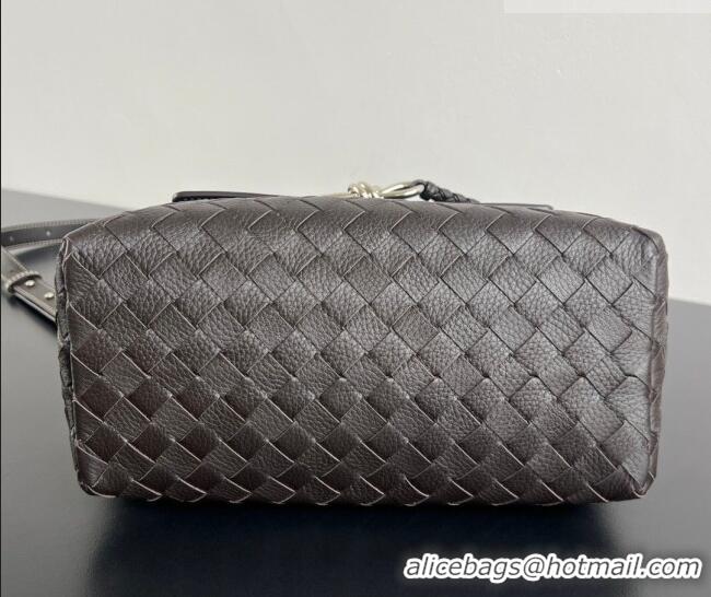 Classic Discount Bottega Veneta Men's Small Andiamo Messenger Bag in Intrecciato Grained Leather 815781 Fondant Brown 20