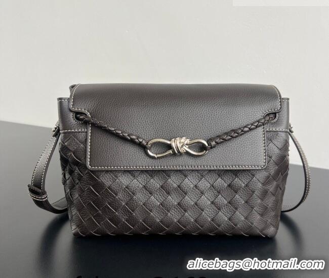 Classic Discount Bottega Veneta Men's Small Andiamo Messenger Bag in Intrecciato Grained Leather 815781 Fondant Brown 20