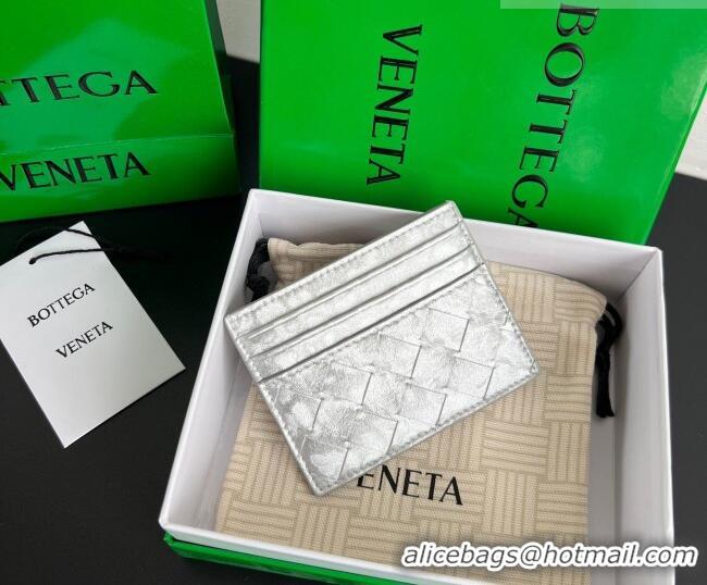 Pretty Style Bottega Veneta Intrecciato Leather Credit Card Case 743209 Silver 2026