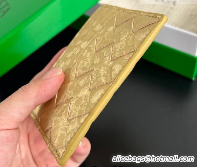 Trendy Design Bottega Veneta Intrecciato Leather Credit Card Case 743209 Gold 2026