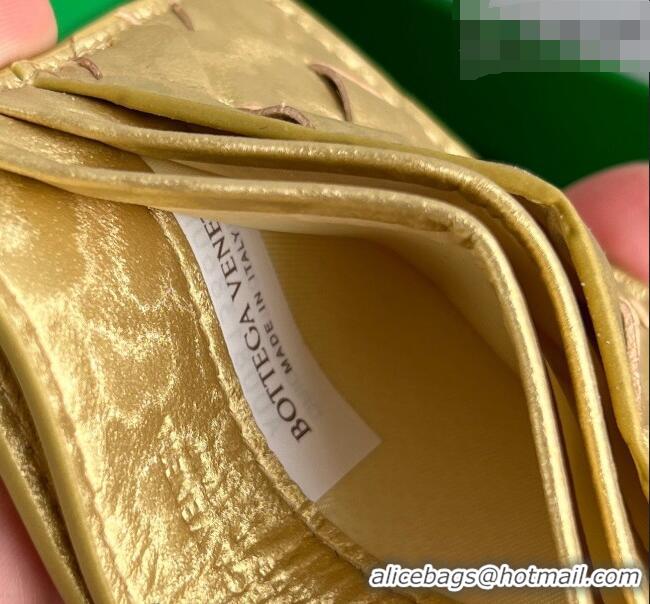 Trendy Design Bottega Veneta Intrecciato Leather Credit Card Case 743209 Gold 2026