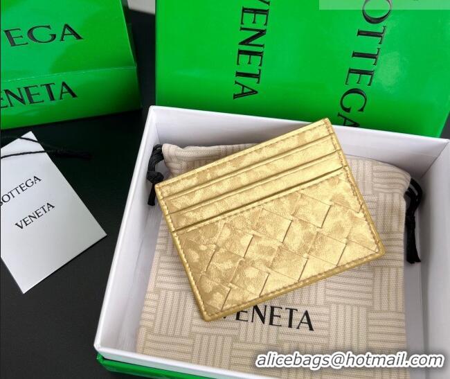 Trendy Design Bottega Veneta Intrecciato Leather Credit Card Case 743209 Gold 2026