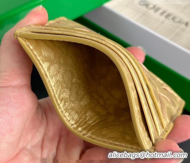 Trendy Design Bottega Veneta Intrecciato Leather Credit Card Case 743209 Gold 2026