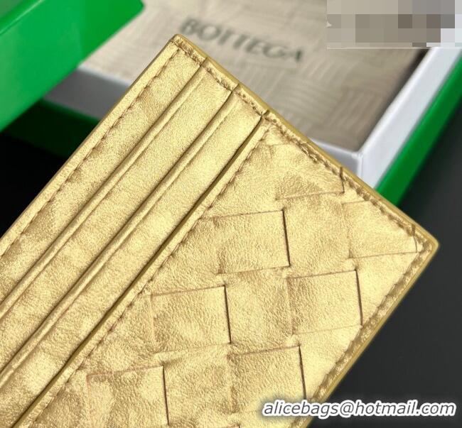 Trendy Design Bottega Veneta Intrecciato Leather Credit Card Case 743209 Gold 2026