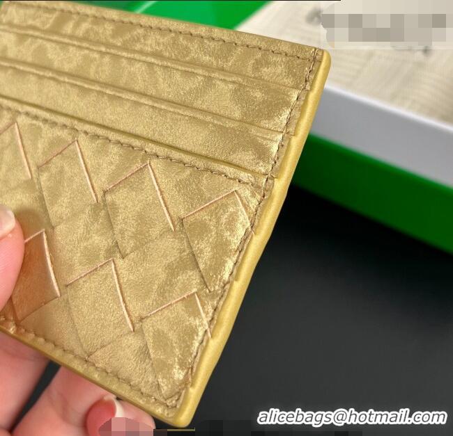 Trendy Design Bottega Veneta Intrecciato Leather Credit Card Case 743209 Gold 2026