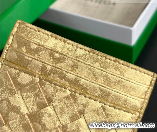 Trendy Design Bottega Veneta Intrecciato Leather Credit Card Case 743209 Gold 2026