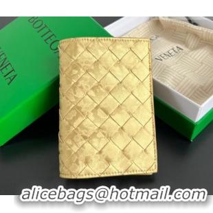Best Quality Bottega Veneta Intrecciato Leather Passport Case 749954 Gold 2026