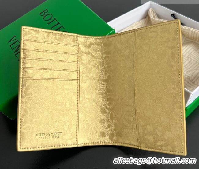 Best Quality Bottega Veneta Intrecciato Leather Passport Case 749954 Gold 2026