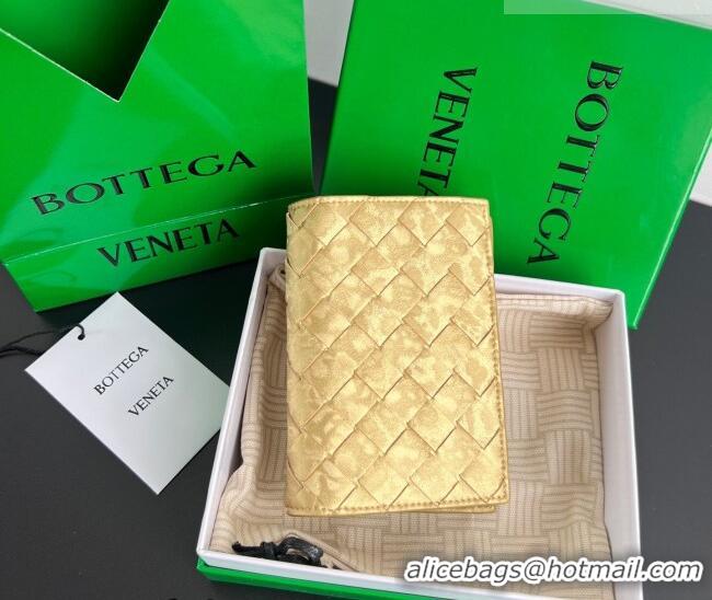 Best Quality Bottega Veneta Intrecciato Leather Passport Case 749954 Gold 2026