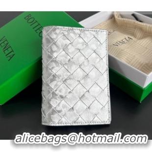 Top Grade Bottega Veneta Intrecciato Leather Passport Case 749954 Silver 2026