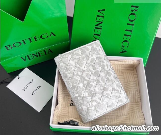 Top Grade Bottega Veneta Intrecciato Leather Passport Case 749954 Silver 2026