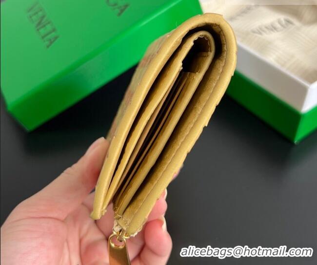 Good Quality Bottega Veneta Medium Bi-Fold Wallet in Intrecciato Leather 667468 Frog Gold 2026