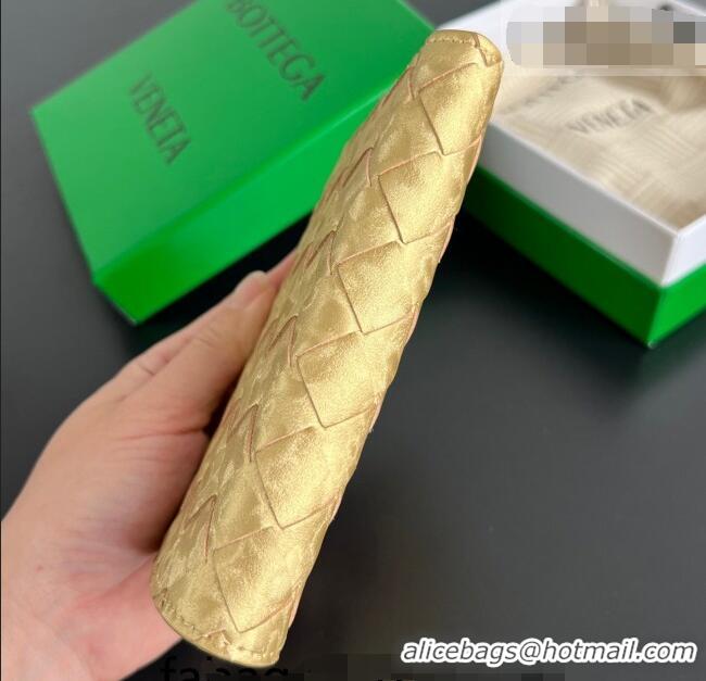 Good Quality Bottega Veneta Medium Bi-Fold Wallet in Intrecciato Leather 667468 Frog Gold 2026
