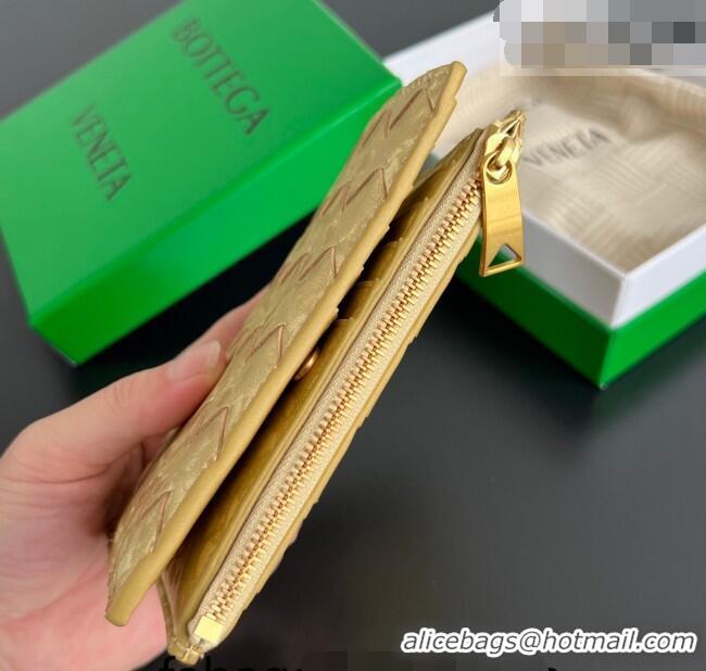 Good Quality Bottega Veneta Medium Bi-Fold Wallet in Intrecciato Leather 667468 Frog Gold 2026