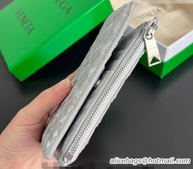 Top Grade Bottega Veneta Medium Bi-Fold Wallet in Intrecciato Leather 667468 Frog Silver 2026