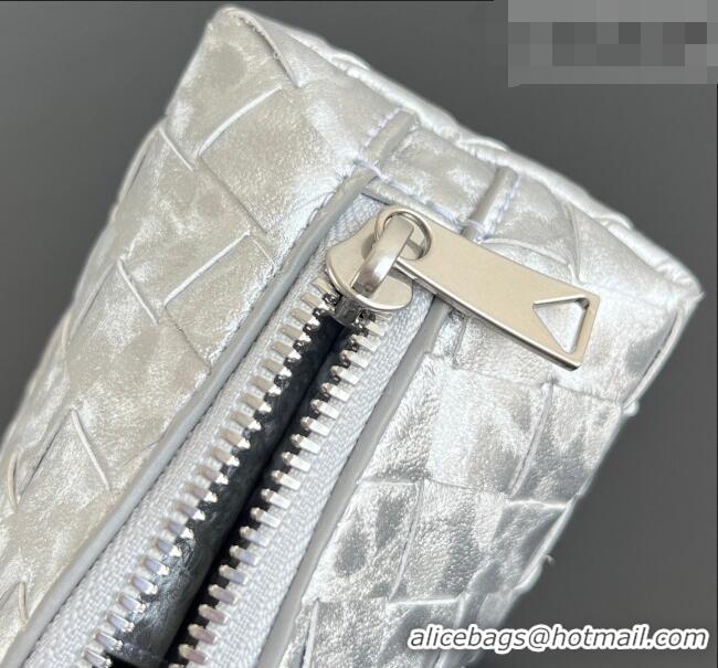 Good Taste Bottega Veneta Intrecciato Lamina Satin Leather Beauty Pouch 764044 Silver 2026