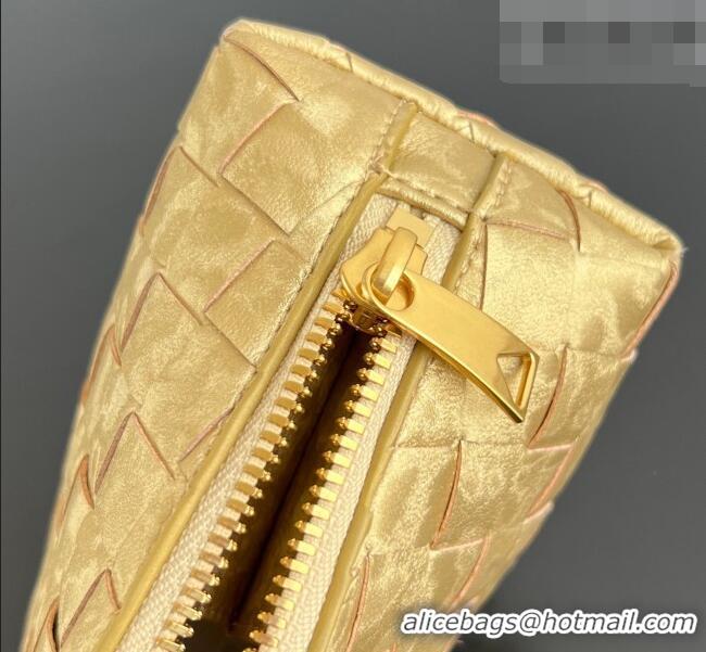 Best Quality Bottega Veneta Intrecciato Lamina Satin Leather Beauty Pouch 764044 Gold 2026