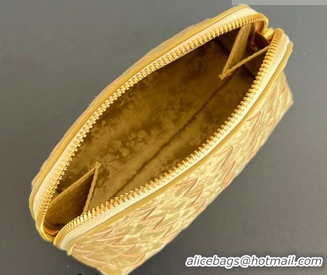 Best Quality Bottega Veneta Intrecciato Lamina Satin Leather Beauty Pouch 764044 Gold 2026