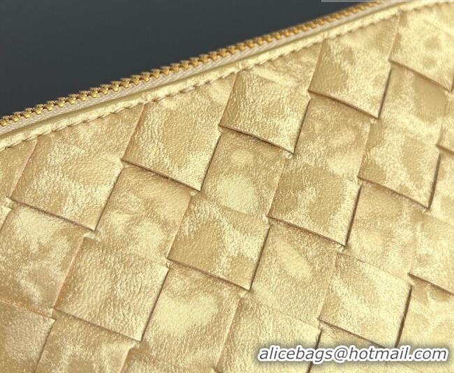 Best Quality Bottega Veneta Intrecciato Lamina Satin Leather Beauty Pouch 764044 Gold 2026