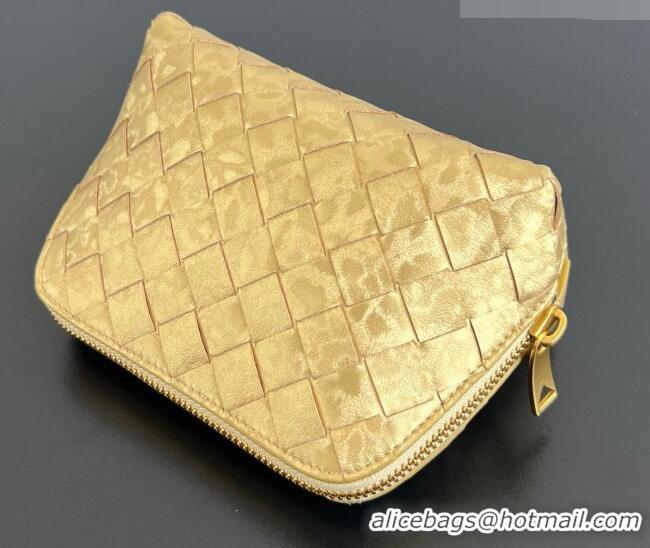 Best Quality Bottega Veneta Intrecciato Lamina Satin Leather Beauty Pouch 764044 Gold 2026