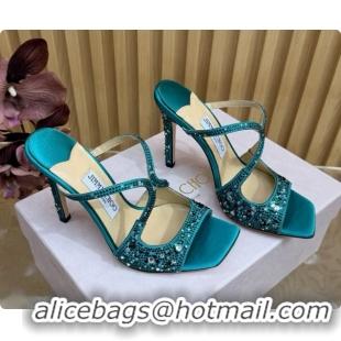 Popular Style Jimmy Choo Anise 95 Mule Sandals with Crystals J091226 Green 2026