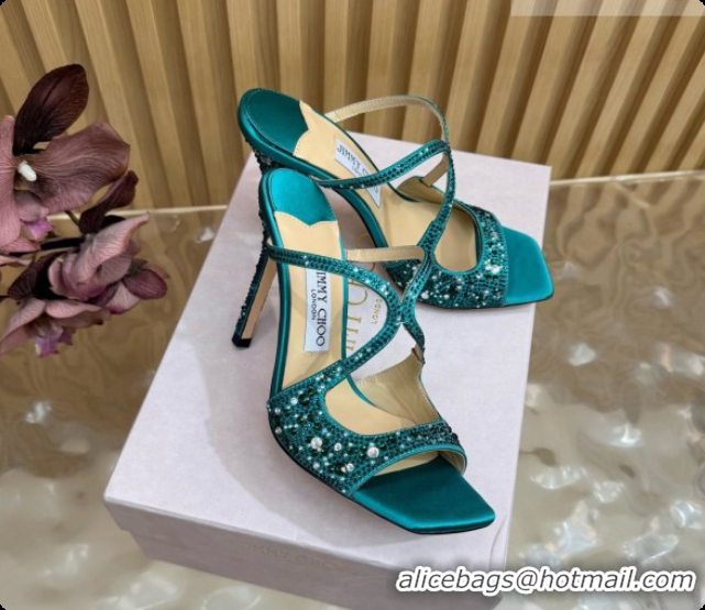 Popular Style Jimmy Choo Anise 95 Mule Sandals with Crystals J091226 Green 2026