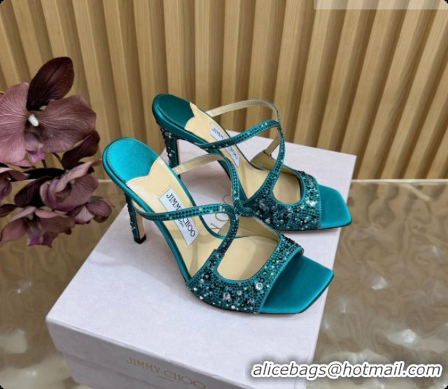 Popular Style Jimmy Choo Anise 95 Mule Sandals with Crystals J091226 Green 2026