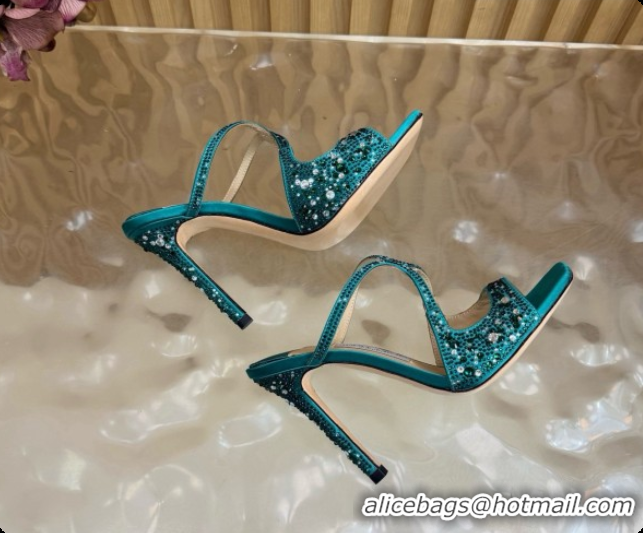 Popular Style Jimmy Choo Anise 95 Mule Sandals with Crystals J091226 Green 2026