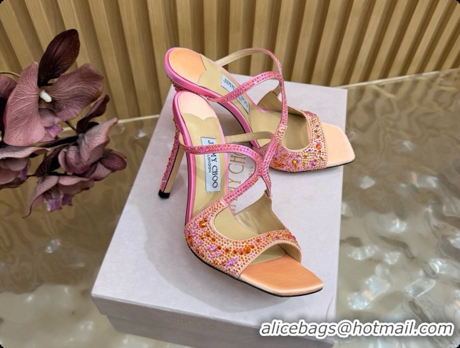 Good Quality Jimmy Choo Anise 95 Mule Sandals with Crystals J091230 Pink 2026