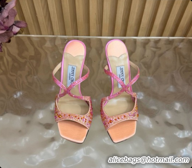 Good Quality Jimmy Choo Anise 95 Mule Sandals with Crystals J091230 Pink 2026