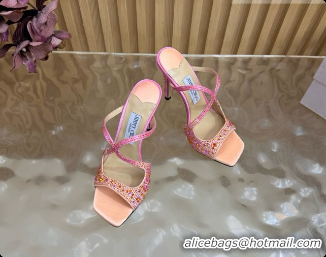 Good Quality Jimmy Choo Anise 95 Mule Sandals with Crystals J091230 Pink 2026