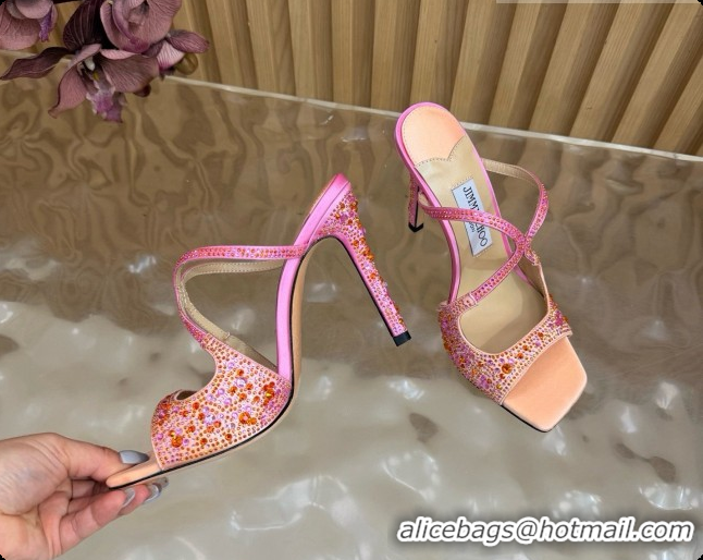 Good Quality Jimmy Choo Anise 95 Mule Sandals with Crystals J091230 Pink 2026