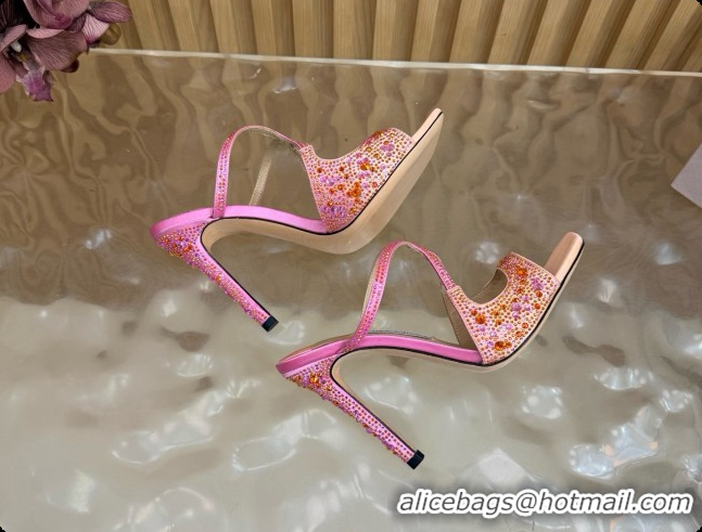 Good Quality Jimmy Choo Anise 95 Mule Sandals with Crystals J091230 Pink 2026